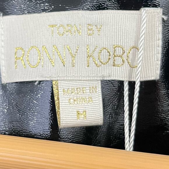 NEW Torn by Ronny Kobo Regina Patent Leather Black Trench Coat Medium Matrix - Picture 6 of 13